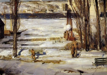  Bellows Painting - A Morning Snow Realist landscape George Wesley Bellows